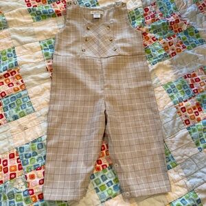 Carriage Boutique Beige Plaid Double-Breasted Jumpsuit